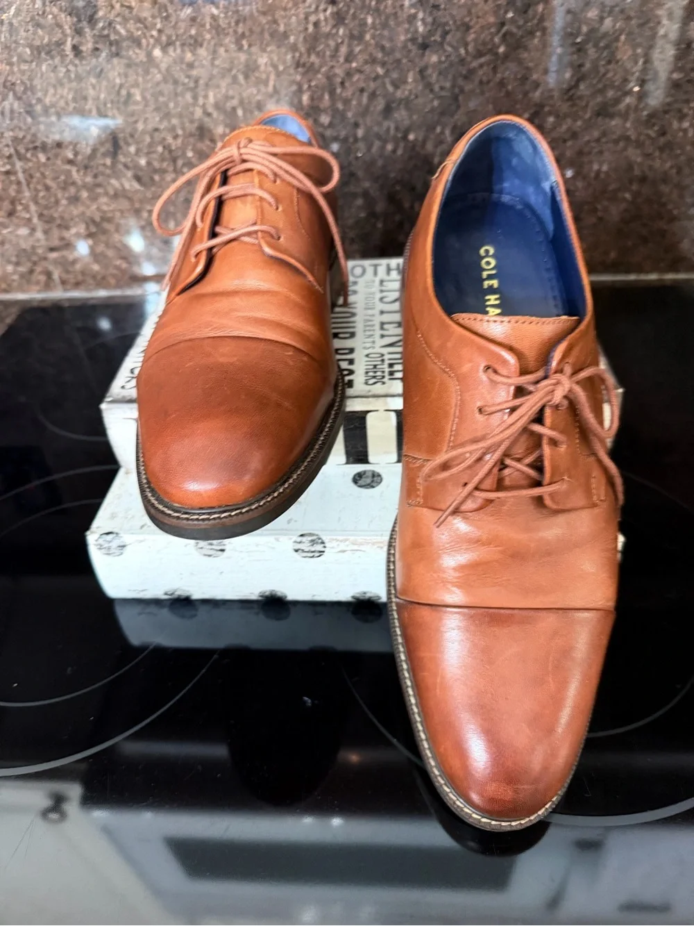 Cole Haan Tan Brown Leather Oxford Lace-Up Shoes Grand 0S
